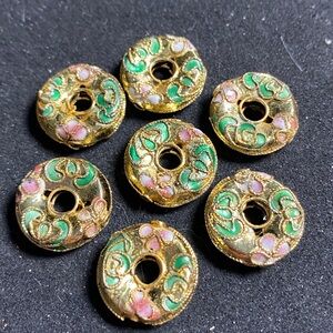 Vintage Cloisonné: 16mm Donut bead (7)